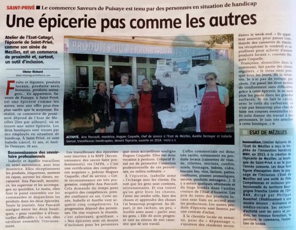 [Un bel article de L’Yonne Républicaine sur l’épicerie de Saint-Privé]